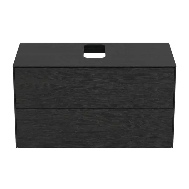 Dulap baza suspendat Ideal Standard Atelier Conca finisaj stejar inchis 2 sertare si blat cu decupaj central 100 cm [5]
