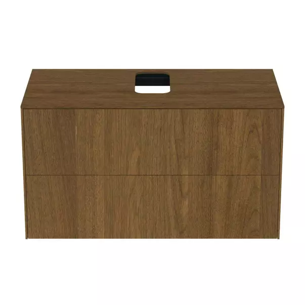 Dulap baza suspendat Ideal Standard Atelier Conca finisaj nuc inchis 2 sertare si blat cu decupaj central 100 cm [5]