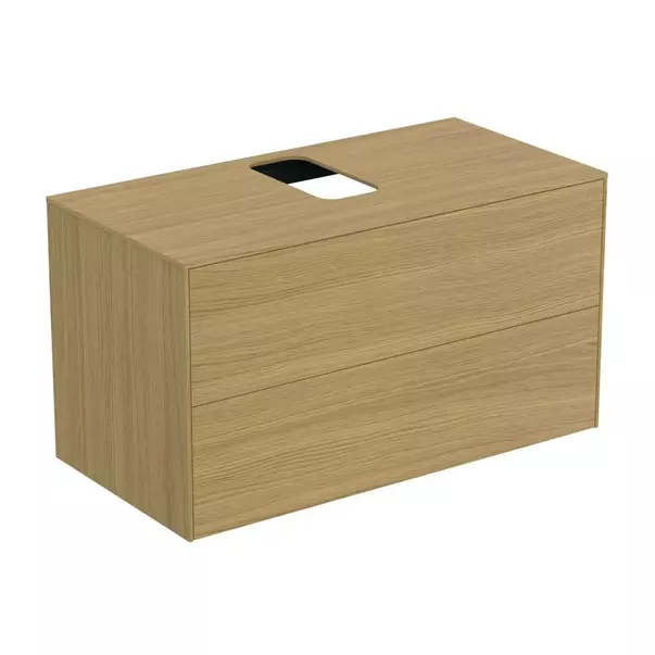  Dulapuri baie - Dulap baza suspendat Ideal Standard Atelier Conca finisaj stejar deschis 2 sertare si blat cu decupaj central 100 cm