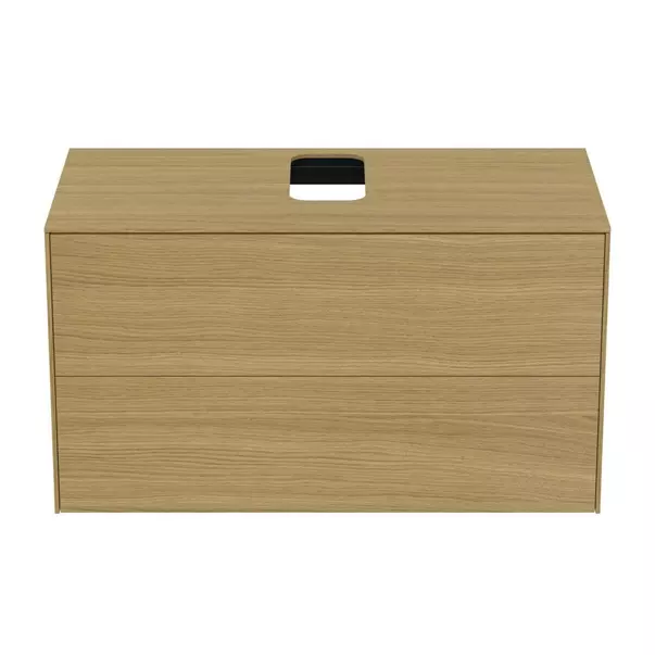 Dulap baza suspendat Ideal Standard Atelier Conca finisaj stejar deschis 2 sertare si blat cu decupaj central 100 cm [5]