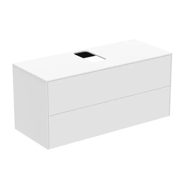 Mobilier Baie - Dulap baza suspendat Ideal Standard Atelier Conca alb mat 2 sertare si blat cu decupaj central 120 cm
