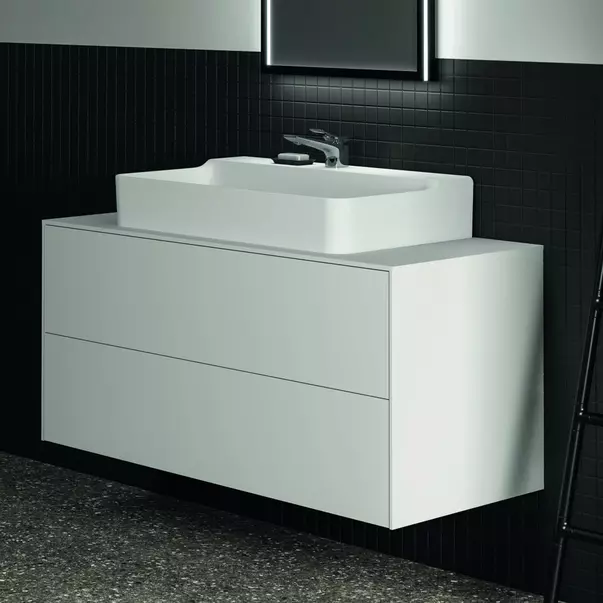 Dulap baza suspendat Ideal Standard Atelier Conca alb mat 2 sertare si blat cu decupaj central 120 cm [4]