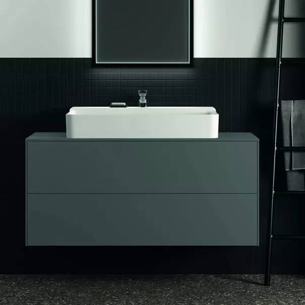 Dulap baza suspendat Ideal Standard Atelier Conca antracit mat 2 sertare si blat cu decupaj central 120 cm [3]