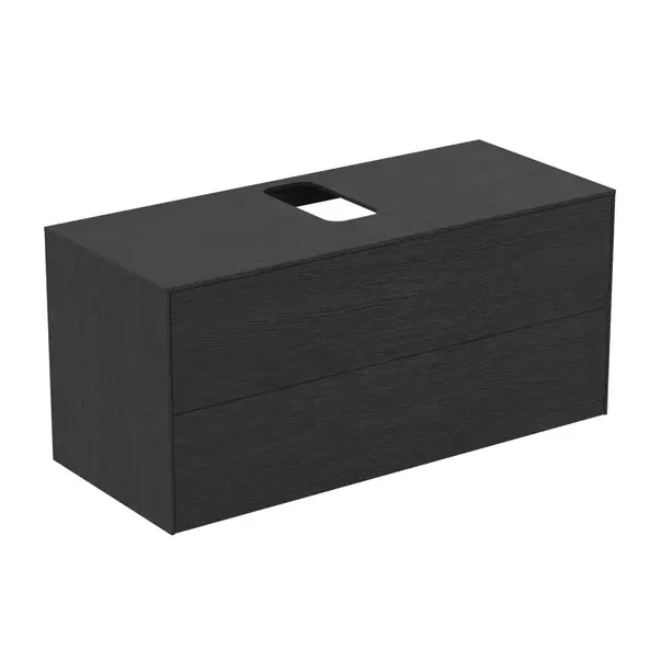  Dulapuri baie - Dulap baza suspendat Ideal Standard Atelier Conca finisaj stejar inchis 2 sertare si blat cu decupaj central 120 cm