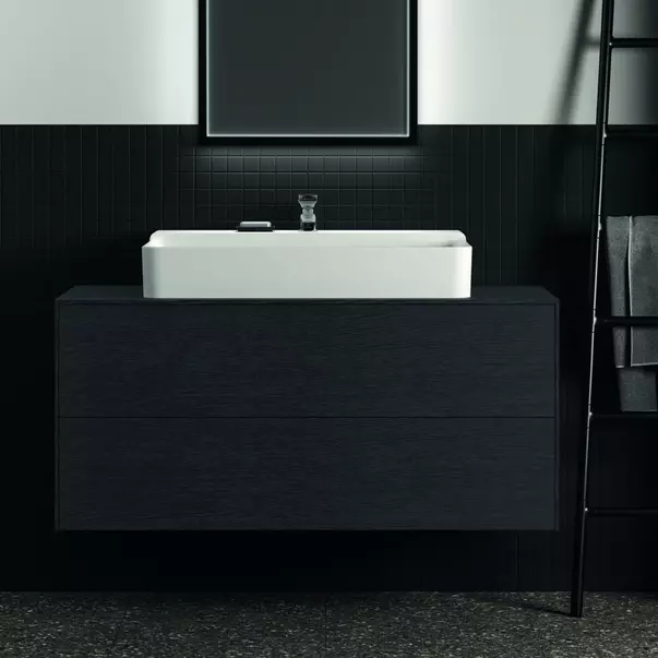 Dulap baza suspendat Ideal Standard Atelier Conca finisaj stejar inchis 2 sertare si blat cu decupaj central 120 cm [3]