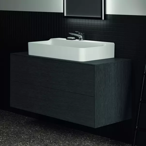 Dulap baza suspendat Ideal Standard Atelier Conca finisaj stejar inchis 2 sertare si blat cu decupaj central 120 cm [4]