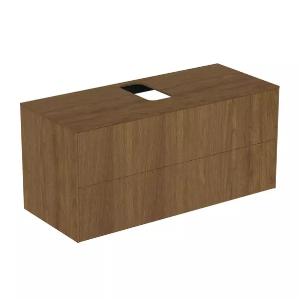  Dulapuri baie - Dulap baza suspendat Ideal Standard Atelier Conca finisaj nuc inchis 2 sertare si blat cu decupaj central 120 cm