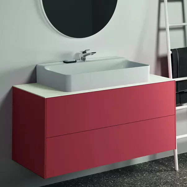 Dulap baza suspendat Ideal Standard Atelier Conca rosu - oranj mat 2 sertare 120 cm [3]