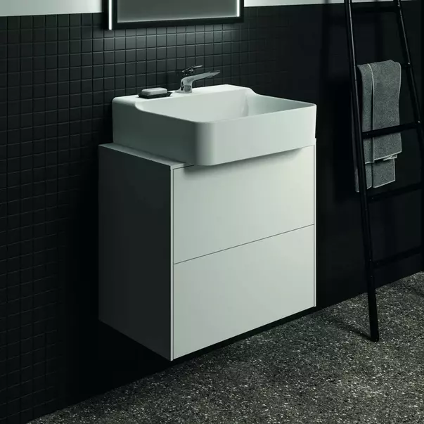 Mobilier Baie - Dulap baza suspendat Ideal Standard Atelier Conca 2 sertare si blat cu decupaj central 60 cm alb mat