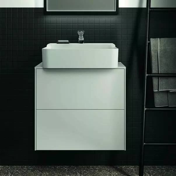 Dulap baza suspendat Ideal Standard Atelier Conca 2 sertare si blat cu decupaj central 60 cm alb mat [3]
