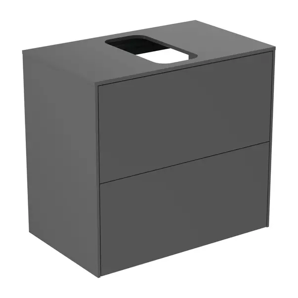 Mobilier Baie - Dulap baza suspendat Ideal Standard Atelier Conca 2 sertare si blat cu decupaj central 60 cm antracit mat