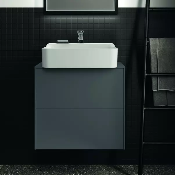 Dulap baza suspendat Ideal Standard Atelier Conca 2 sertare si blat cu decupaj central 60 cm antracit mat [3]