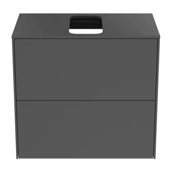 Dulap baza suspendat Ideal Standard Atelier Conca 2 sertare si blat cu decupaj central 60 cm antracit mat [4]
