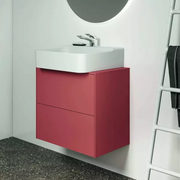 Dulap baza suspendat Ideal Standard Atelier Conca 2 sertare si blat cu decupaj central 60 cm rosu - oranj mat [4]