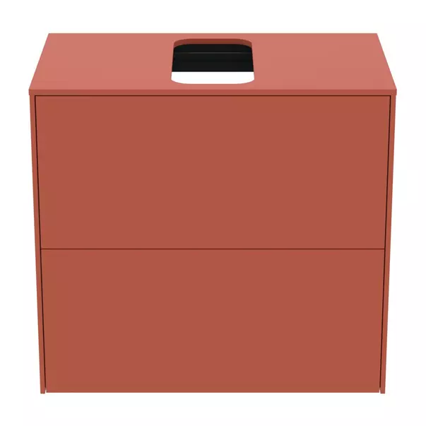 Dulap baza suspendat Ideal Standard Atelier Conca 2 sertare si blat cu decupaj central 60 cm rosu - oranj mat [5]