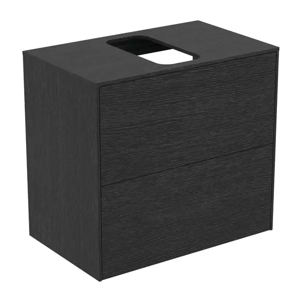 Dulap baza suspendat Ideal Standard Atelier Conca 2 sertare si blat cu decupaj central 60 cm finisaj stejar inchis [2]