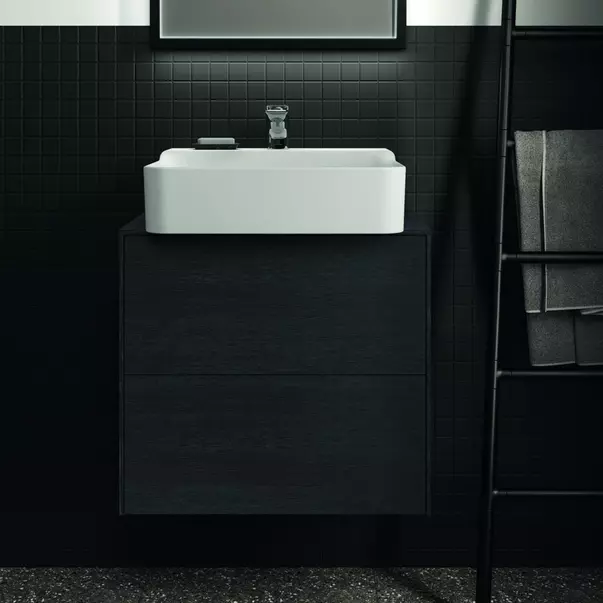 Dulap baza suspendat Ideal Standard Atelier Conca 2 sertare si blat cu decupaj central 60 cm finisaj stejar inchis [3]