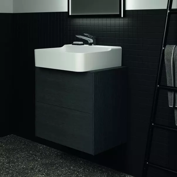 Dulap baza suspendat Ideal Standard Atelier Conca 2 sertare si blat cu decupaj central 60 cm finisaj stejar inchis [5]