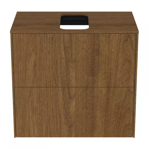 Dulap baza suspendat Ideal Standard Atelier Conca 2 sertare si blat cu decupaj central 60 cm finisaj nuc inchis [4]