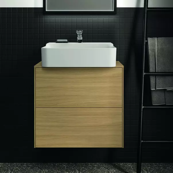 Dulap baza suspendat Ideal Standard Atelier Conca 2 sertare si blat cu decupaj central 60 cm finisaj stejar deschis [3]