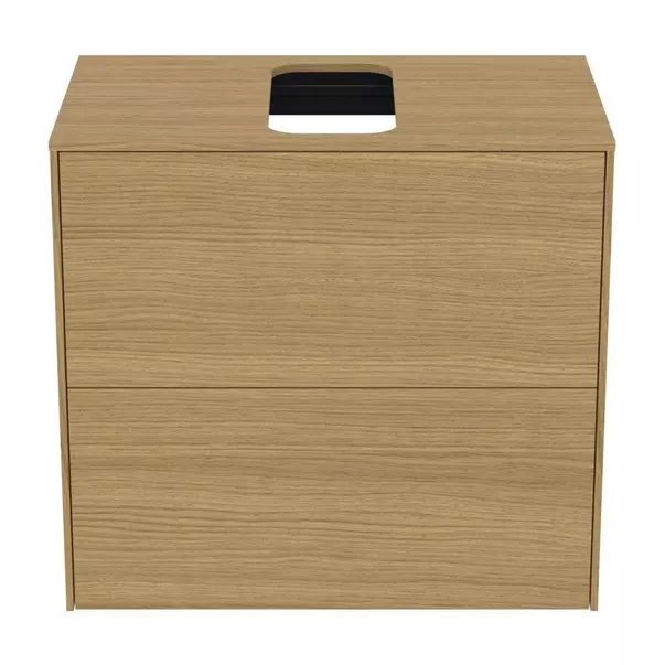Dulap baza suspendat Ideal Standard Atelier Conca 2 sertare si blat cu decupaj central 60 cm finisaj stejar deschis [4]