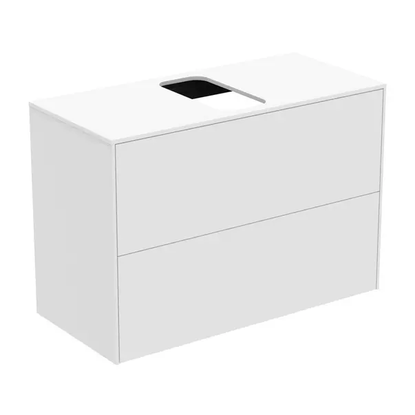 Mobilier Baie - Dulap baza suspendat Ideal Standard Atelier Conca 2 sertare si blat cu decupaj central 80 cm alb mat
