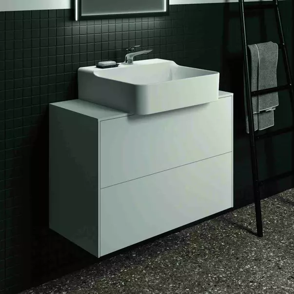 Dulap baza suspendat Ideal Standard Atelier Conca 2 sertare si blat cu decupaj central 80 cm alb mat [2]