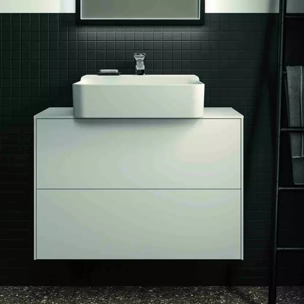 Dulap baza suspendat Ideal Standard Atelier Conca 2 sertare si blat cu decupaj central 80 cm alb mat [3]