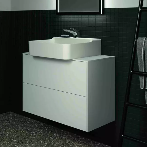 Dulap baza suspendat Ideal Standard Atelier Conca 2 sertare si blat cu decupaj central 80 cm alb mat [4]