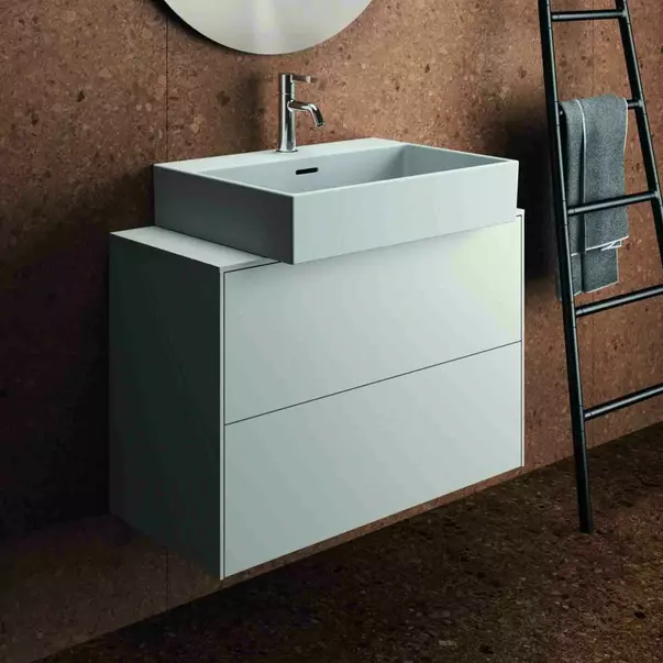 Dulap baza suspendat Ideal Standard Atelier Conca 2 sertare si blat cu decupaj central 80 cm alb mat [8]