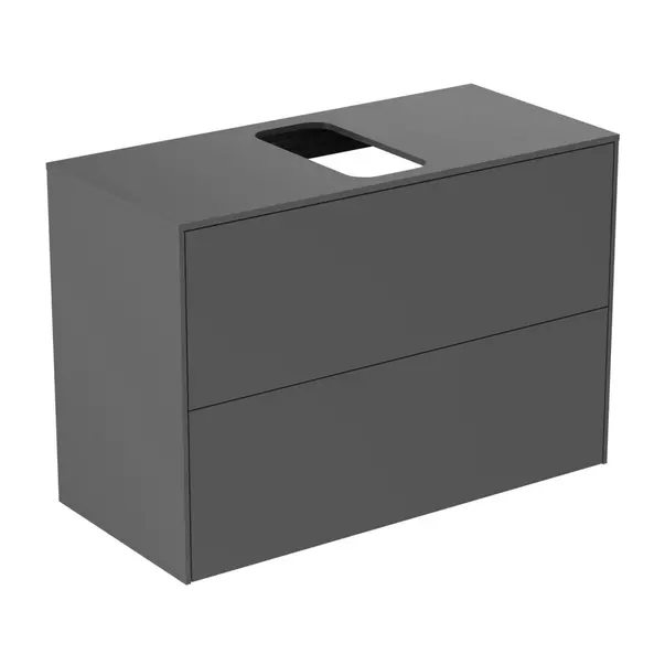 Mobilier Baie - Dulap baza suspendat Ideal Standard Atelier Conca 2 sertare si blat cu decupaj central 80 cm antracit mat
