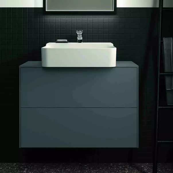 Dulap baza suspendat Ideal Standard Atelier Conca 2 sertare si blat cu decupaj central 80 cm antracit mat [3]
