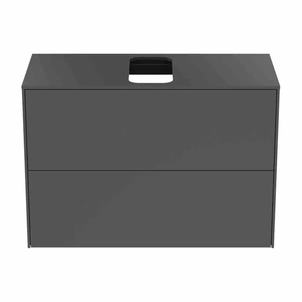 Dulap baza suspendat Ideal Standard Atelier Conca 2 sertare si blat cu decupaj central 80 cm antracit mat [4]