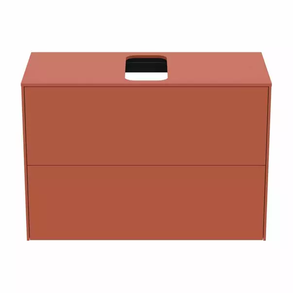 Dulap baza suspendat Ideal Standard Atelier Conca 2 sertare si blat cu decupaj central 80 cm rosu - oranj mat [4]