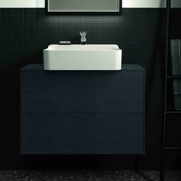Dulap baza suspendat Ideal Standard Atelier Conca 2 sertare si blat cu decupaj central 80 cm finisaj stejar inchis [3]