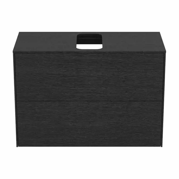 Dulap baza suspendat Ideal Standard Atelier Conca 2 sertare si blat cu decupaj central 80 cm finisaj stejar inchis [4]