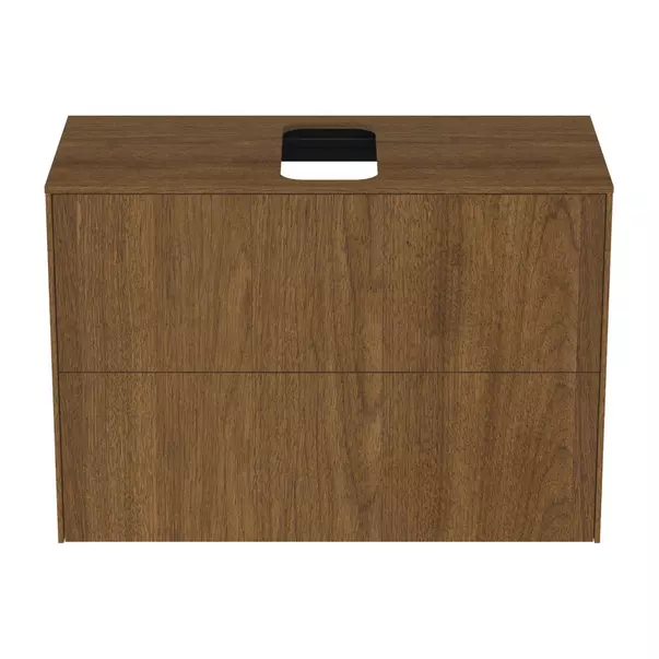 Dulap baza suspendat Ideal Standard Atelier Conca 2 sertare si blat cu decupaj central 80 cm finisaj nuc inchis [4]