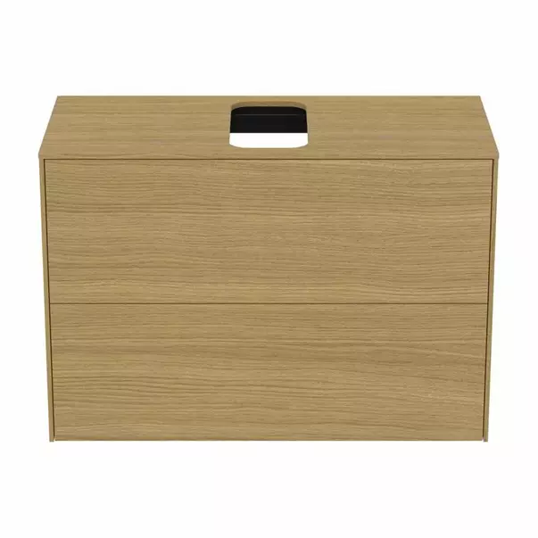 Dulap baza suspendat Ideal Standard Atelier Conca 2 sertare si blat cu decupaj central 80 cm finisaj stejar deschis [4]