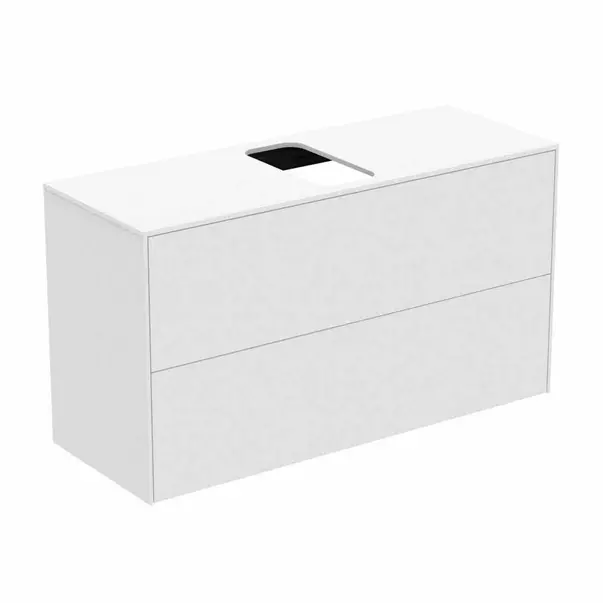 Dulap baza suspendat Ideal Standard Atelier Conca 2 sertare si blat cu decupaj central 100 cm alb mat [2]