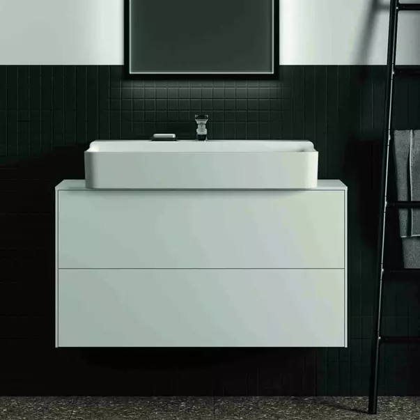 Dulap baza suspendat Ideal Standard Atelier Conca 2 sertare si blat cu decupaj central 100 cm alb mat [3]
