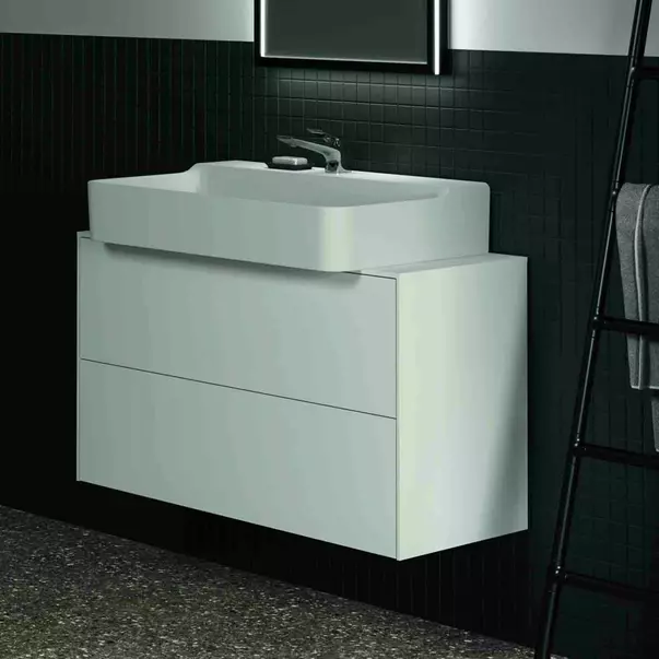 Dulap baza suspendat Ideal Standard Atelier Conca 2 sertare si blat cu decupaj central 100 cm alb mat [4]