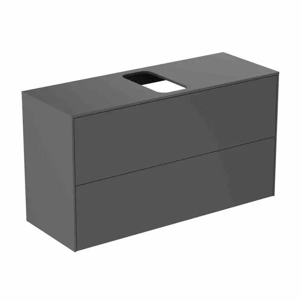 Mobilier Baie - Dulap baza suspendat Ideal Standard Atelier Conca 2 sertare si blat cu decupaj central 100 cm antracit mat