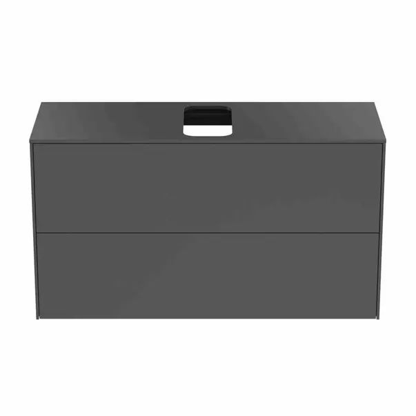Dulap baza suspendat Ideal Standard Atelier Conca 2 sertare si blat cu decupaj central 100 cm antracit mat [5]