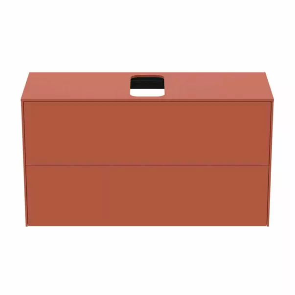 Dulap baza suspendat Ideal Standard Atelier Conca 2 sertare si blat cu decupaj central 100 cm rosu - oranj mat [5]