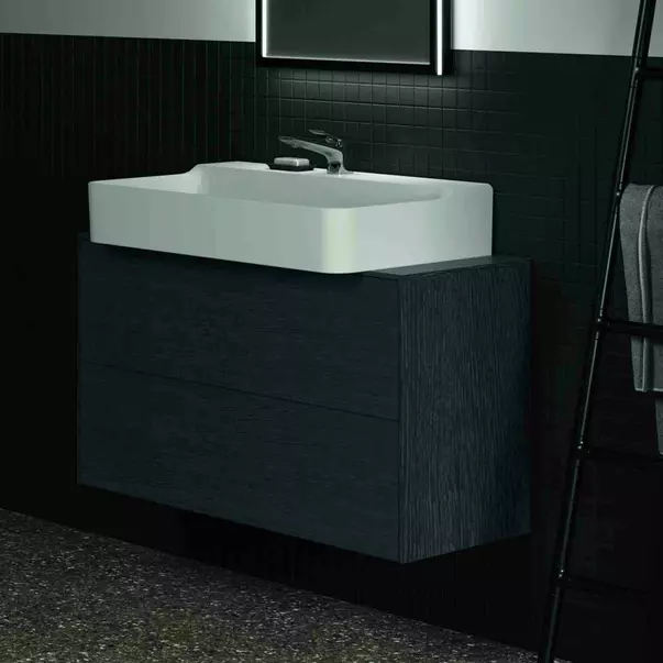 Dulap baza suspendat Ideal Standard Atelier Conca 2 sertare si blat cu decupaj central 100 cm finisaj stejar inchis [4]