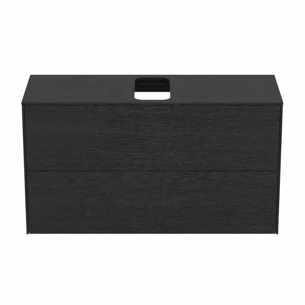 Dulap baza suspendat Ideal Standard Atelier Conca 2 sertare si blat cu decupaj central 100 cm finisaj stejar inchis [5]