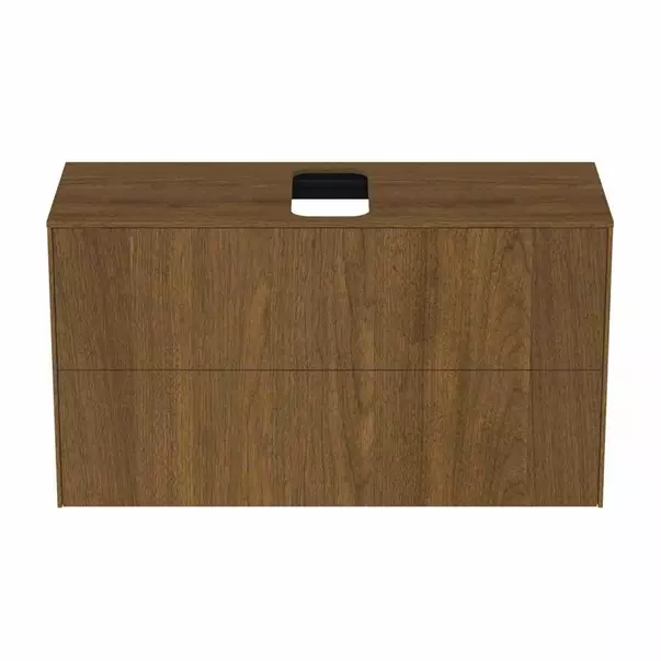 Dulap baza suspendat Ideal Standard Atelier Conca 2 sertare si blat cu decupaj central 100 cm finisaj nuc inchis [5]