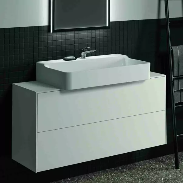 Mobilier Baie - Dulap baza suspendat Ideal Standard Atelier Conca 2 sertare si blat cu decupaj central 120 cm alb mat