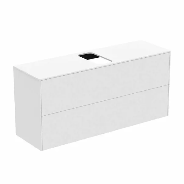 Dulap baza suspendat Ideal Standard Atelier Conca 2 sertare si blat cu decupaj central 120 cm alb mat [2]
