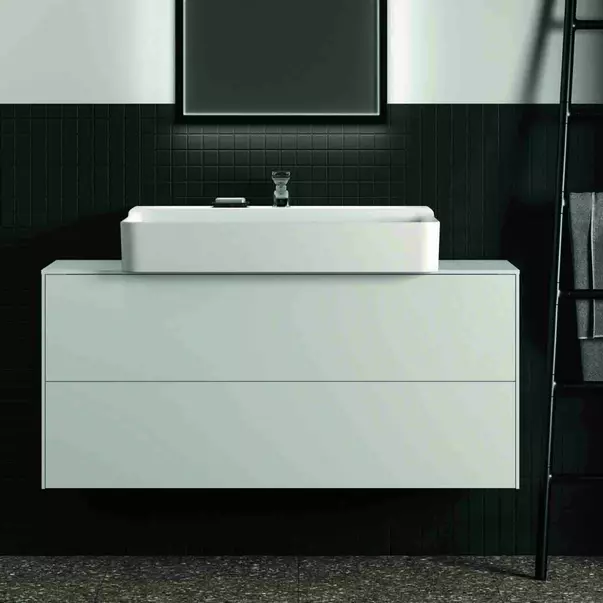 Dulap baza suspendat Ideal Standard Atelier Conca 2 sertare si blat cu decupaj central 120 cm alb mat [3]